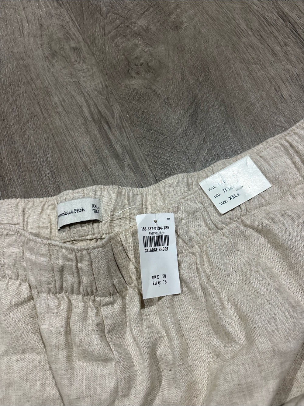 Abercrombie and Fitch Linen Blend Pull On Wide Leg Pant In Tan Size XXL Short - Picture 4 of 4